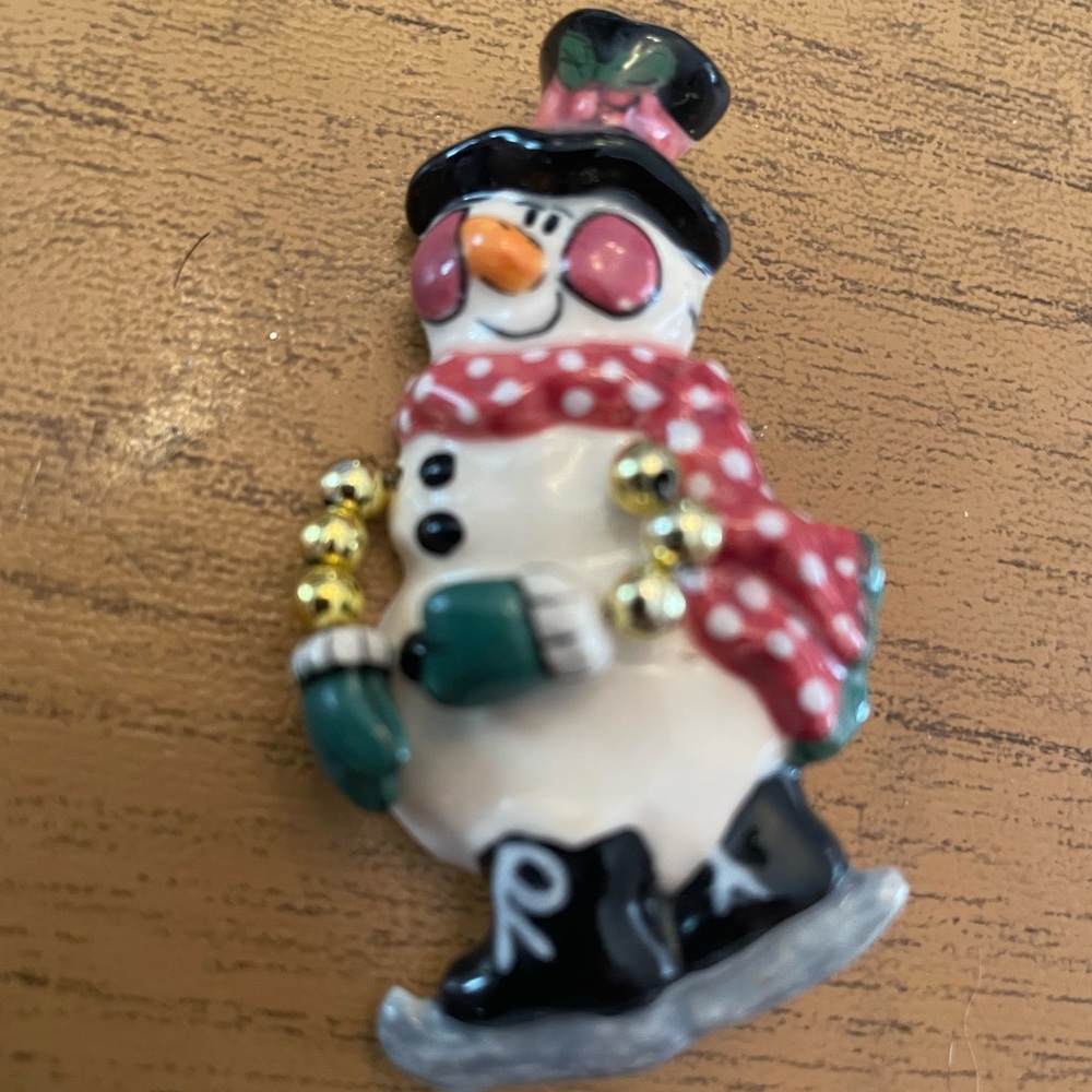 Heather Goldmine Snowman Pin/ Brooch Signed